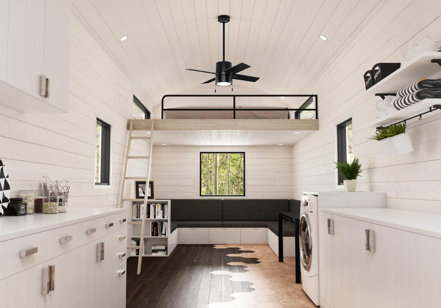 Hunter 42 inch Indoor Ceiling Fan with LED Light - Black Ceiling Fan with Pull Chain, For Bedroom, Living Room, or Kitchen, Standard Mount, No Remote, 4 Blades - Beck 53433, Matte Black