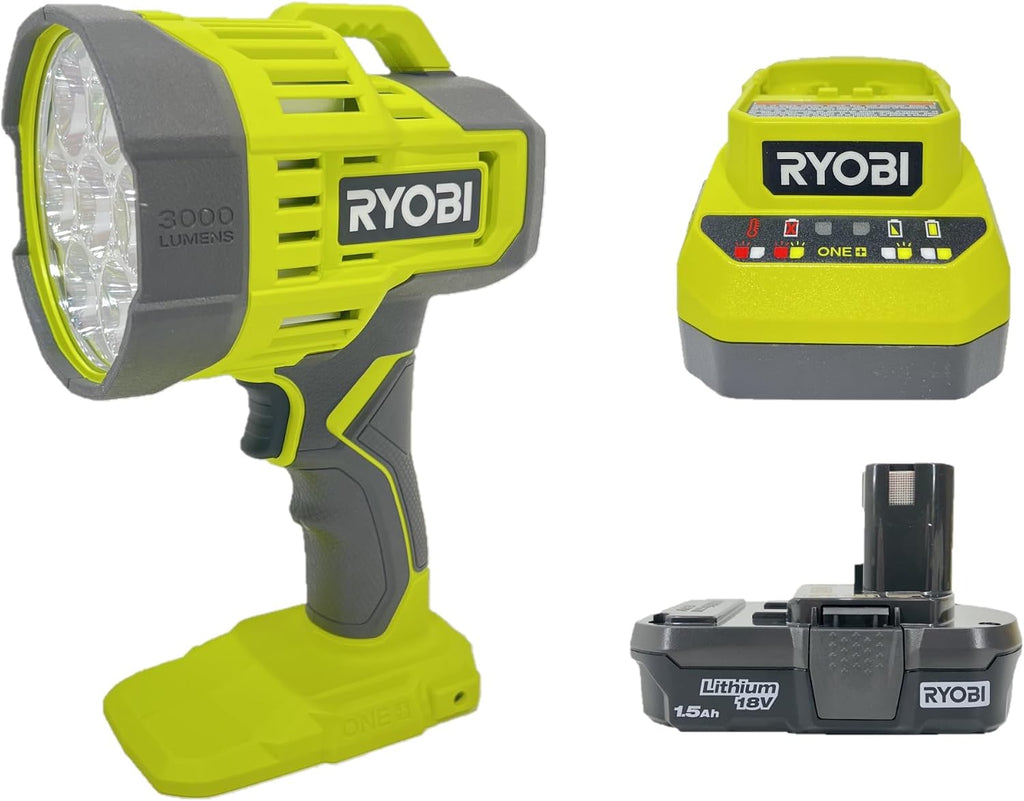 RYOBI 18V Cordless LED Spotlight PCL661 Kit - Includes Battery and Charger