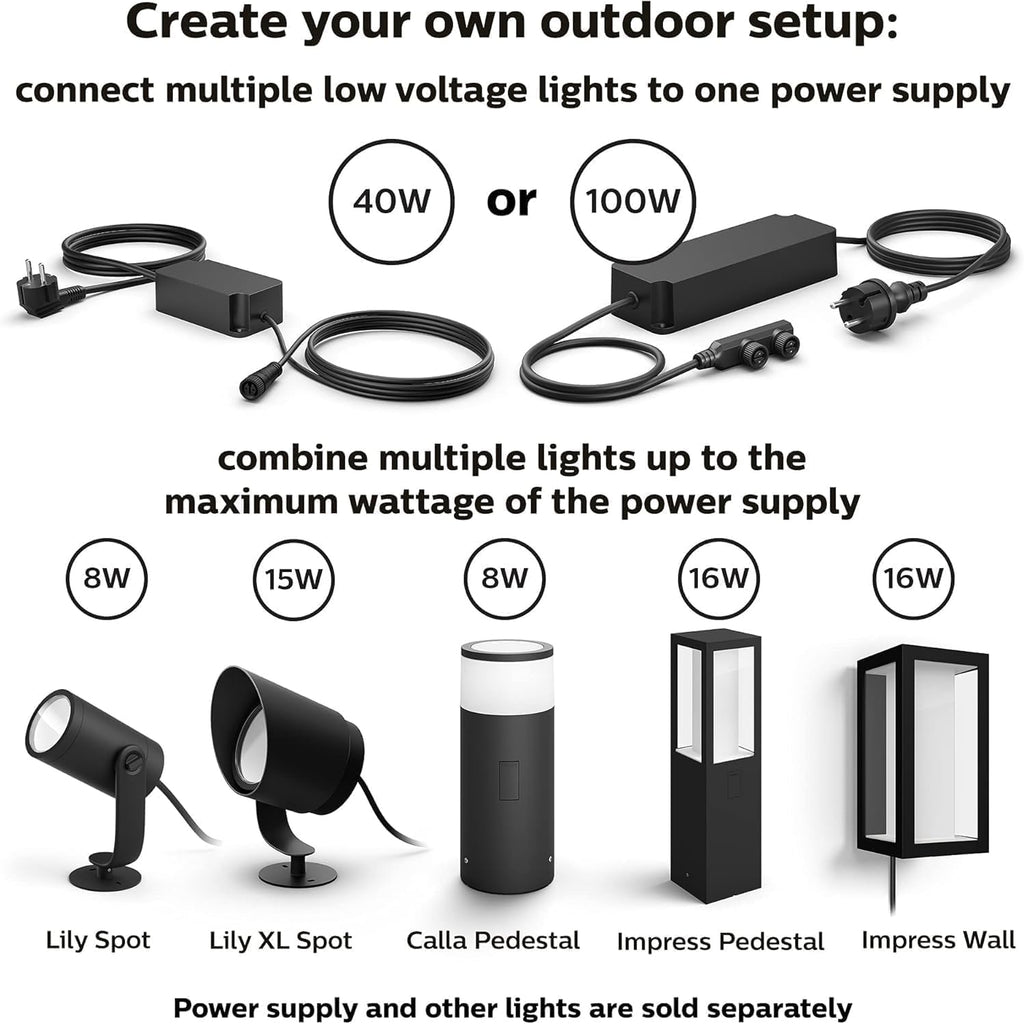 Philips Hue Lily Outdoor Smart Spotlight Base Kit, 3 Pack, White and Color Ambiance LED Walkway Lights, Low Voltage Landscape Lighting, Requires Bridge, Control with App & Voice, Weatherproof