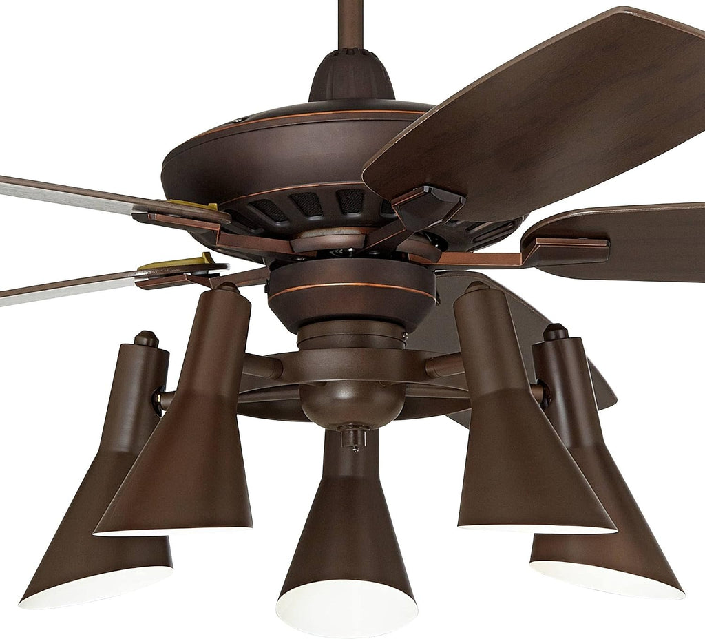 Casa Vieja 52' Journey Retro Indoor Ceiling Fan with Light Kit LED Dimmable Remote Control Oil Rubbed Bronze Adjustable 5-Light for House Bedroom Living Room Home Kitchen Family Dining Office