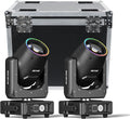 2Pack 230W 7R Beam Moving Head Lights with Flight Case 14Gobos 14 Colors Prisms/Wash/Beam/Frost/Rainbow Stage Effect Spotlights 48-Facet Prism 2.3° Beam Angle 18CH DMX512 Sound Activated Lights