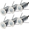 LED In-Ground Well Light,Mini 15° Narrow Beam Angle Spotlight,1W 12V-24V DC,IP67 Waterproof Underground Outdoor Landscape Lightings,Warm White-3000K (6 Pack)