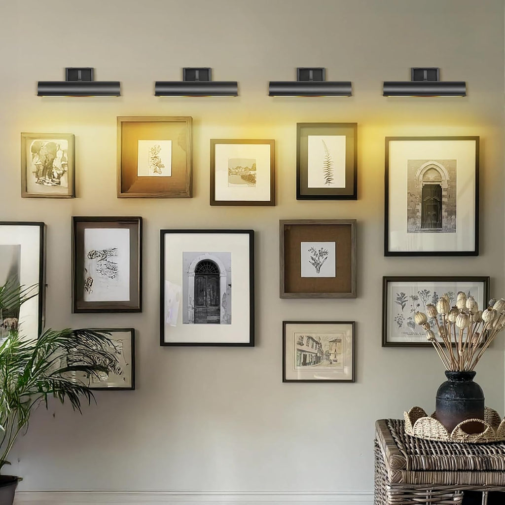 Modern 12in Bronze Picture Lights for Wall Hardwired, Black Picture Light Adjustable Picture Frames Lights Horizontal Wall Sconce for Painting, Artwork, Gallery, Bookcase Includes Bulbs