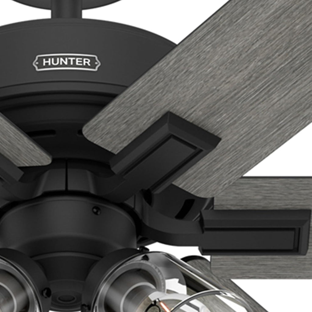 Hunter Fan 52 Inch Matte Black Indoor Ceiling fan with Light and Remote for Bedroom, Living Room, Office, Kitchen (Renewed)