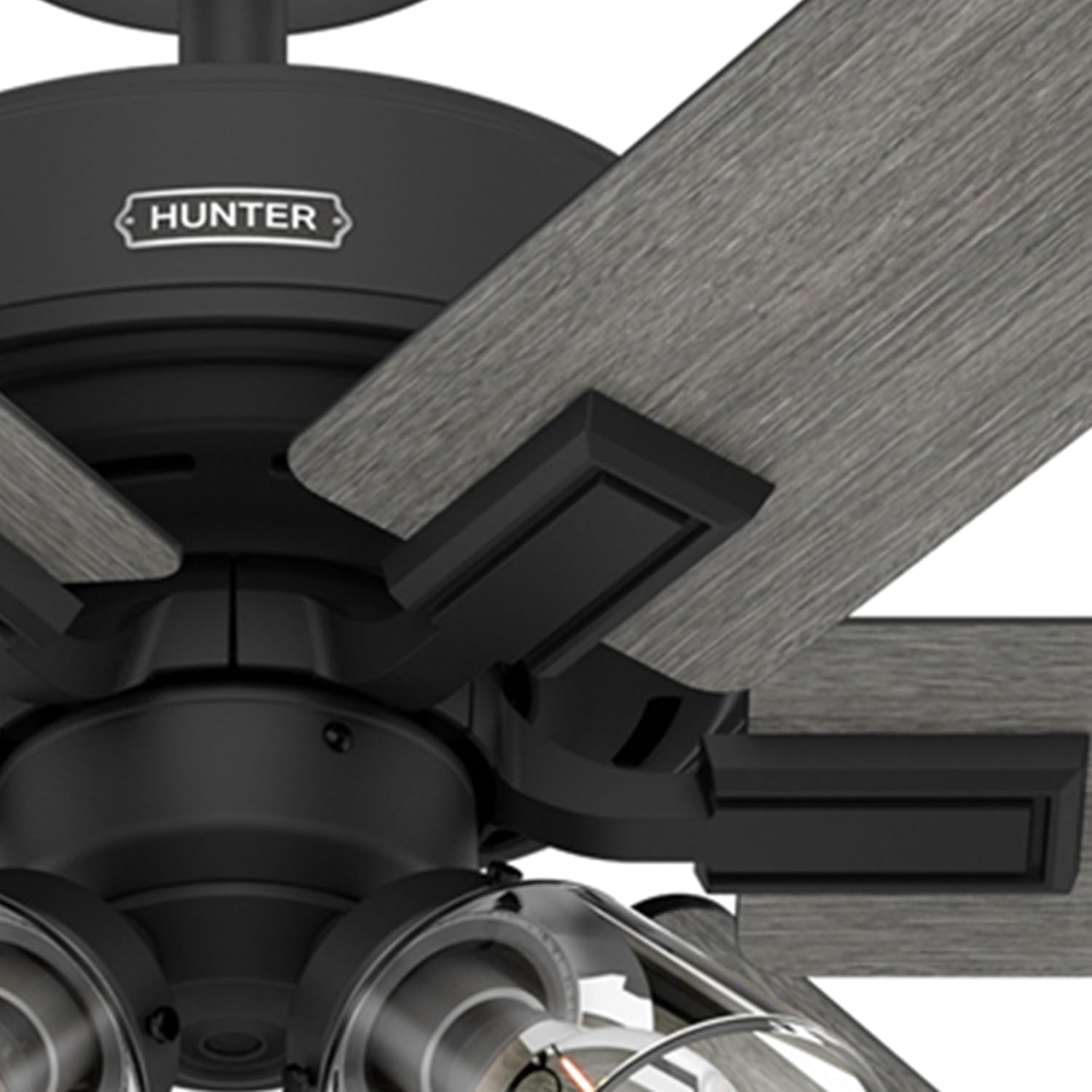 Hunter Fan 52 Inch Matte Black Indoor Ceiling fan with Light and Remote for Bedroom, Living Room, Office, Kitchen (Renewed)
