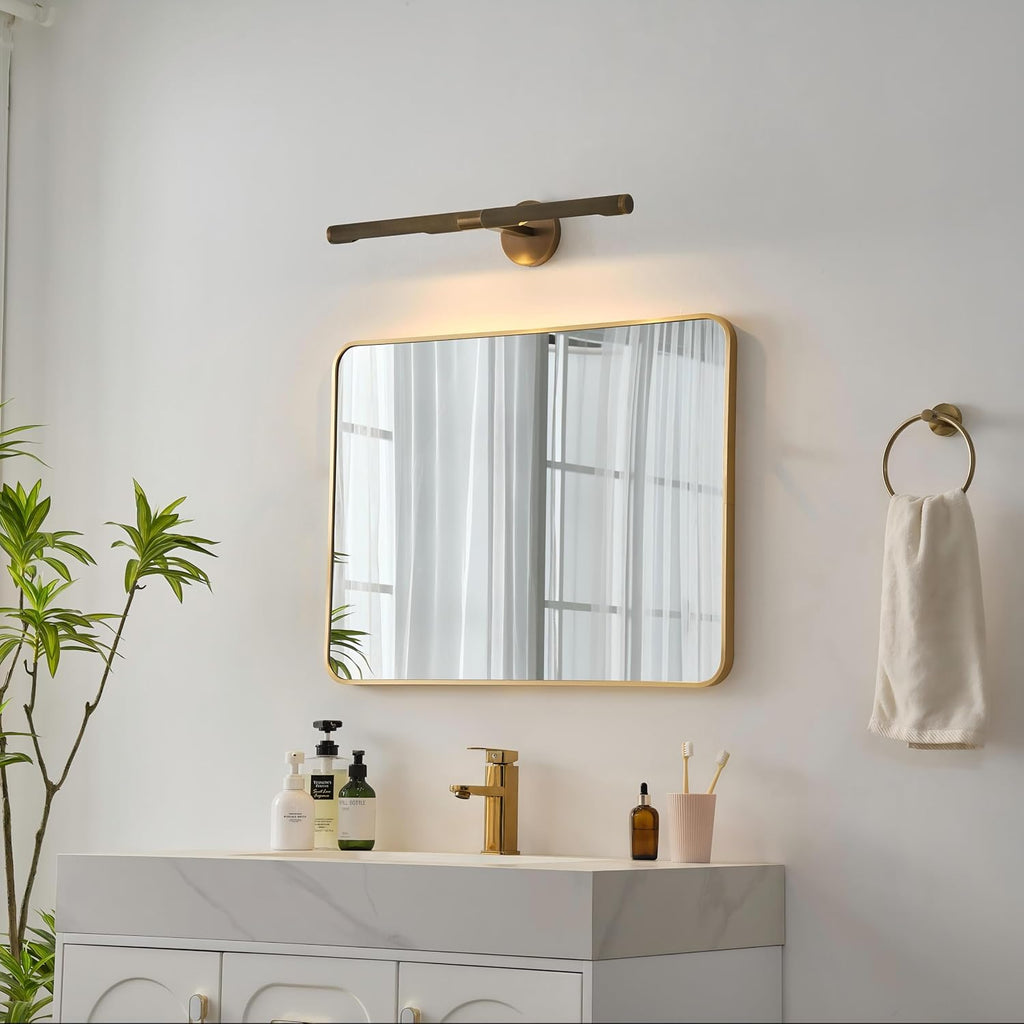 18 Inches Brass Picture Light, 360°Rotatable Decorate Wall Sconce, Vanity Lighting for Bedroom, Bathroom, Antique Brass Finished