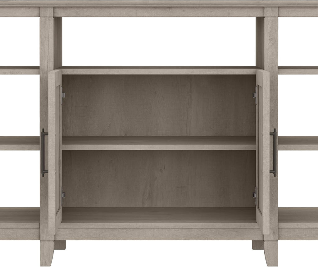 Bush Home Key West Tall TV Stand for 65 Inch TV in Washed Gray, Farmhouse Entertainment Center with Storage