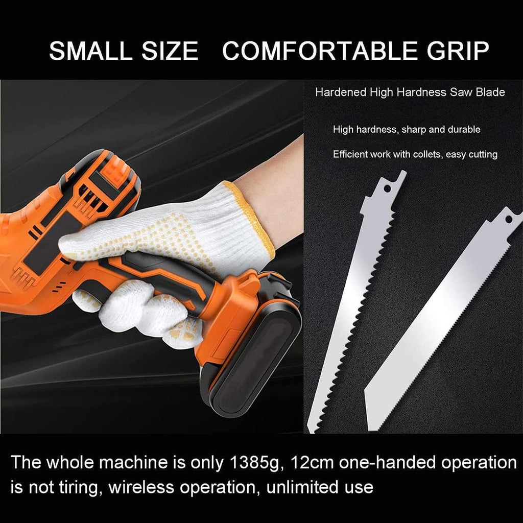 Electric Bone Saw,Cordless Reciprocating Saw with LED Light, Battery Powered,2 Blades, 0-3000RPM Variable Speed for Frozen Meat Pork Fish Ribs(2Battery+2Sawtooth)