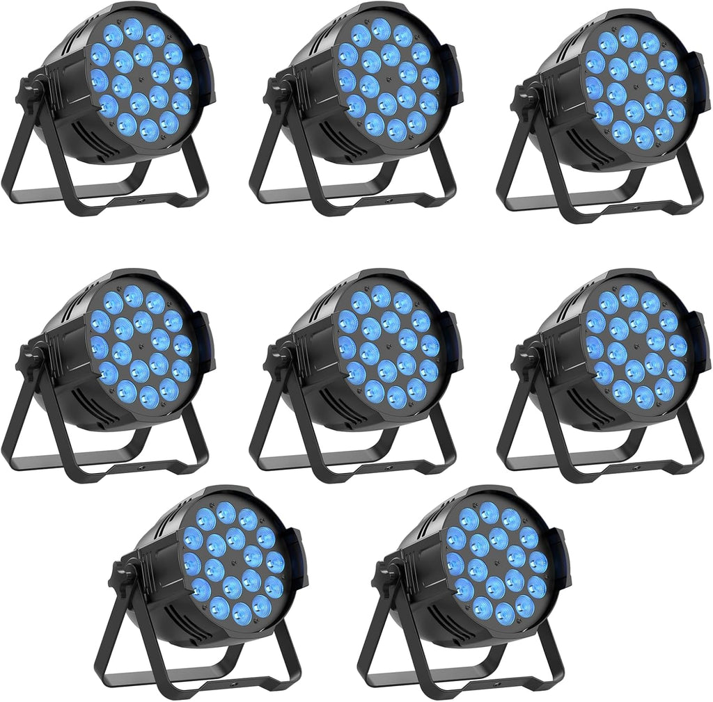 8-Pack 180W Stage Lights 18X10W LED R.G.B.W 4 in 1 Spotlight with DMX Sound Activated Control DJ Uplighting for Wedding,Parties