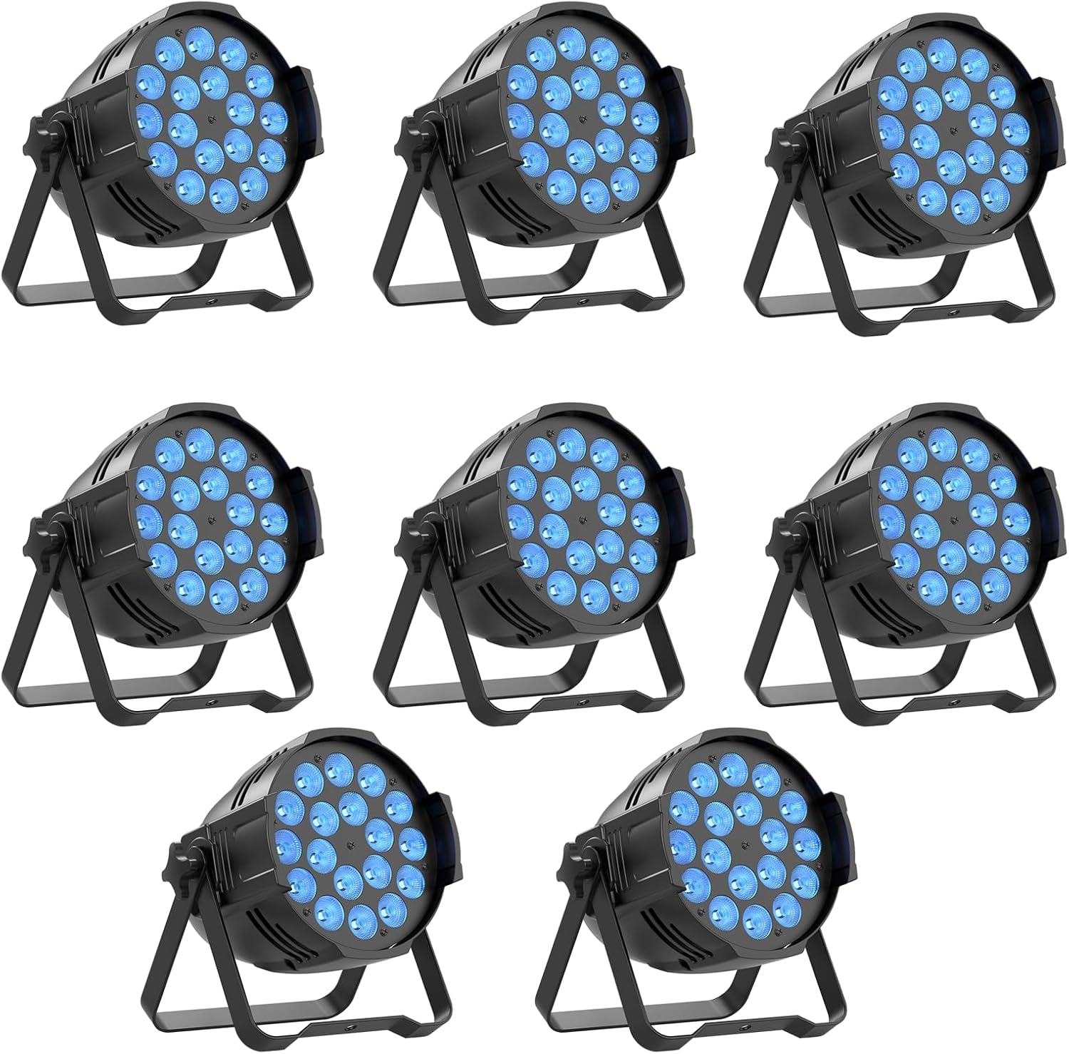 8-Pack 180W Stage Lights 18X10W LED R.G.B.W 4 in 1 Spotlight with DMX Sound Activated Control DJ Uplighting for Wedding,Parties