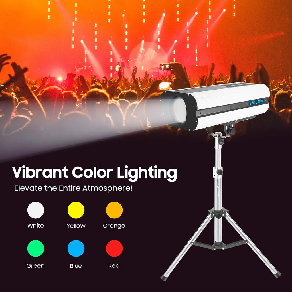 350W Stage Spotlight with Tripod Bracket, LED Spotlight with Stand Adjustable Aperture Color Temperature Control, Free Tracking Follow Spotlights for Theaters, Dance Halls