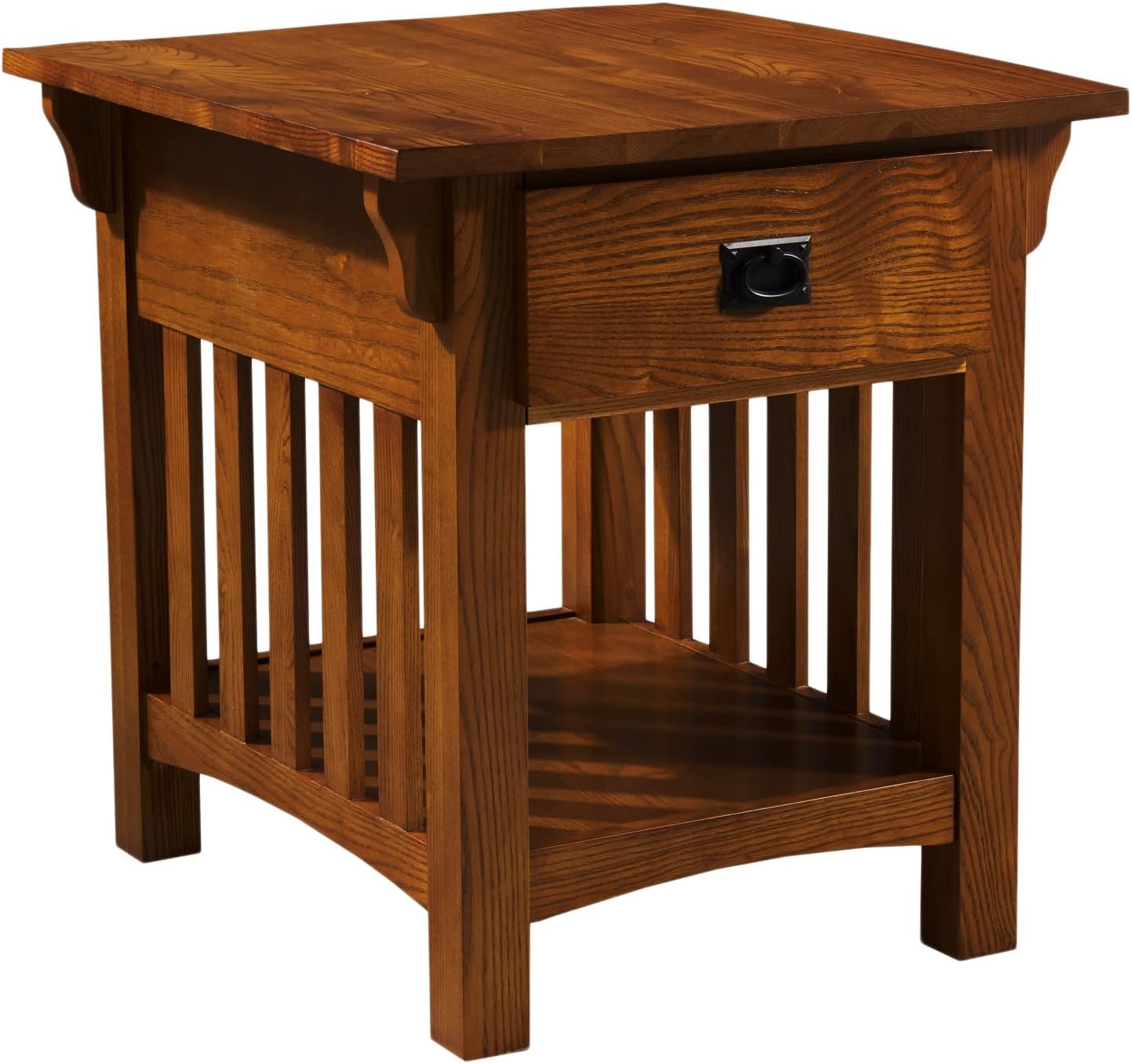 Leick Home Mission End Table, Solid Wood, 1 Storage Drawer, Additional Secret Compartment, Bottom Display Shelf, Easy-Assembly, Medium Oak, 20.0 in. L x 24.0 in. W x 24.0 in. H, 8222-SC