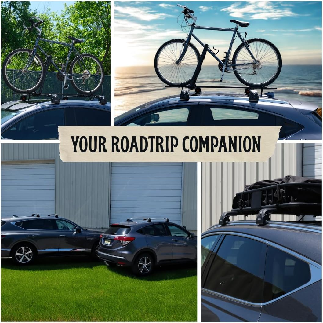ERKUL Heavy Duty Roof Rack Cross Bars for Hyundai Santa Fe 2013-2018 | Upgraded Aero Aluminum Crossbars with Smart Clamp System | Compatible with Flush Rails - Black