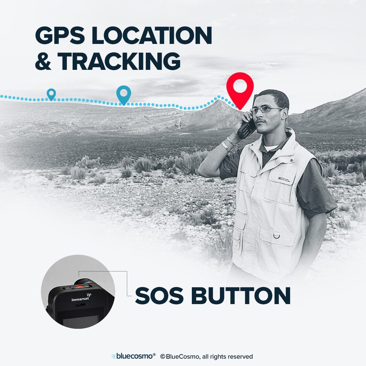 BlueCosmo Inmarsat IsatPhone 2.1 Satellite Phone Kit & 250 Unit Prepaid SIM (180 Days) - Global Coverage - Voice, SMS, GPS Tracking, Emergency SOS