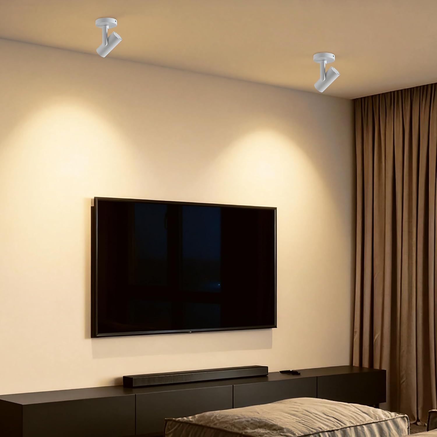 4 Packs 12W LED Dimmable Ceiling Spotlight Indoor – 24° Focused Beam, Monopoint Accent Lighting for Artwork, Wall Wash, Corridor – Adjustable Surface Mounted Spot Light