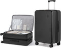 mixi 24 Inch Large Expandable Checked Luggage PC Hard Shell Suitcase Top Opening Rolling Travel Suitcases with Spinner Wheels & TSA Lock, Black