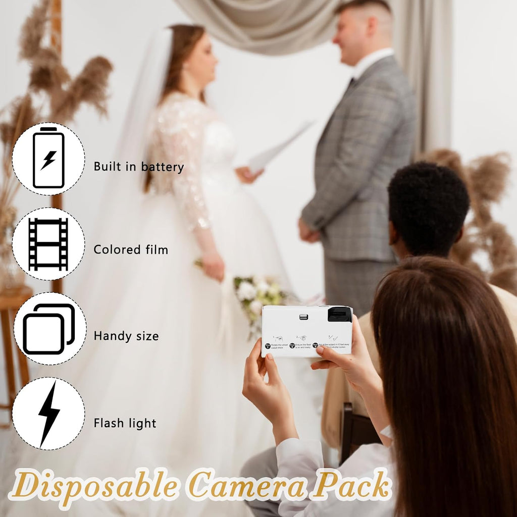 12 Pack Disposable Cameras Bulk for Wedding, White Single-Use 35mm Film Disposable Camera with Flash, ISO 400 17 Exposures for Outdoor Travel Gathering Anniversary Birthday Party Supplies