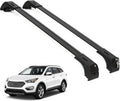ERKUL Roof Rack Cross Bars for Hyundai Santa Fe 2013-2018 | Aluminum Crossbars with Anti Theft Lock for Rooftop | Compatible with Flush Rails - Black