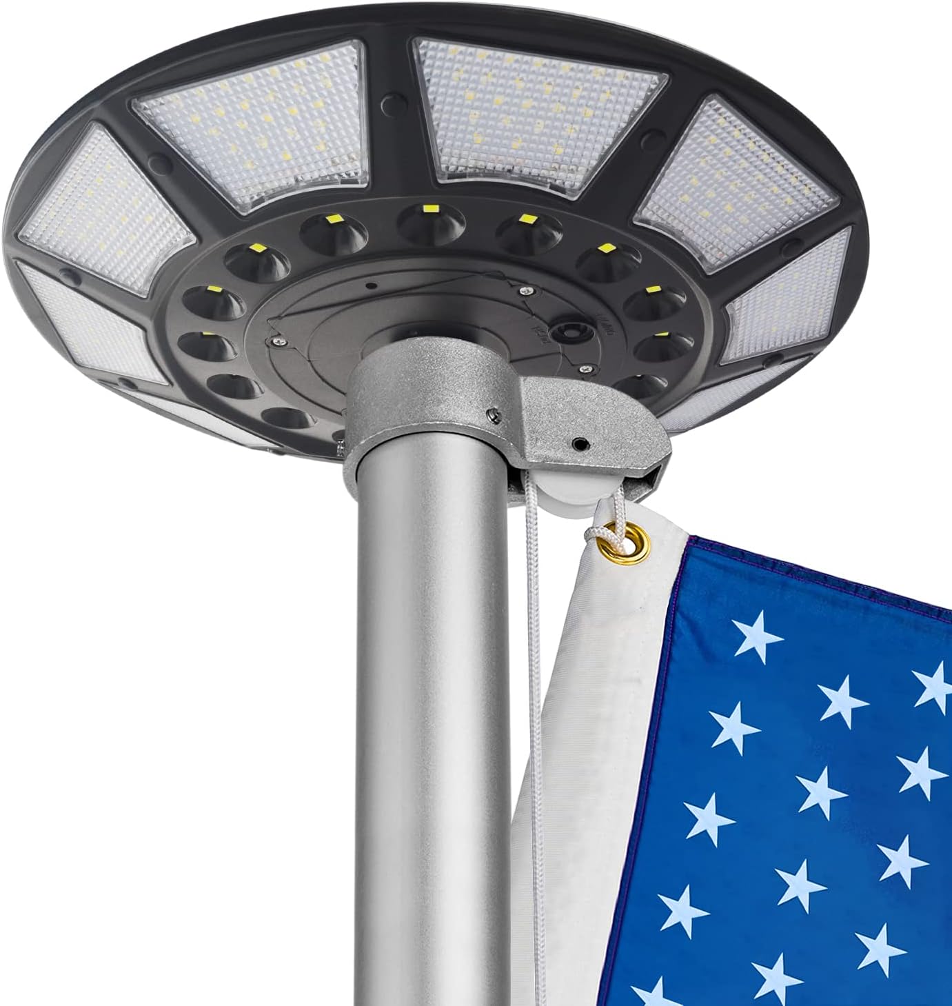Solar Flag Pole Light – Super Bright Outdoor LED Flagpole Light for 15-25 Ft Flag Poles, Solar-Powered, Dusk to Dawn, 4200LM, 266 LEDs, Flagpole Lights Outdoor Solar Powered (Black)