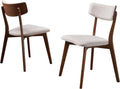 Christopher Knight Home Abrielle Mid-Century Modern Dining Chairs with Rubberwood Frame, 2-Pcs Set, Light Beige / Natural Walnut