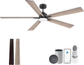 72' Large Smart Ceiling Fan with Lights Remote,Silent DC Motor,Control via WIFI Alexa Google App,Outdoor Indoor Modern Ceiling Fans for Living Room Kitchen Patio,5 Blades in Black & Walnut Brown