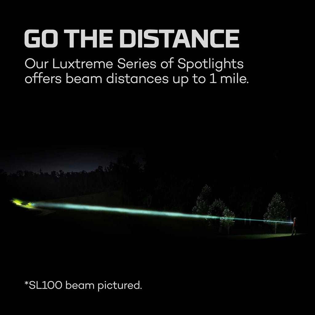 NEBO Luxtreme Rechargeable Spotlight with Durable Anodized Aircraft-Grade Aluminum, USB Charging Cable and Batteries Included, Available in 1 Mile and 1/4 Mile Beam