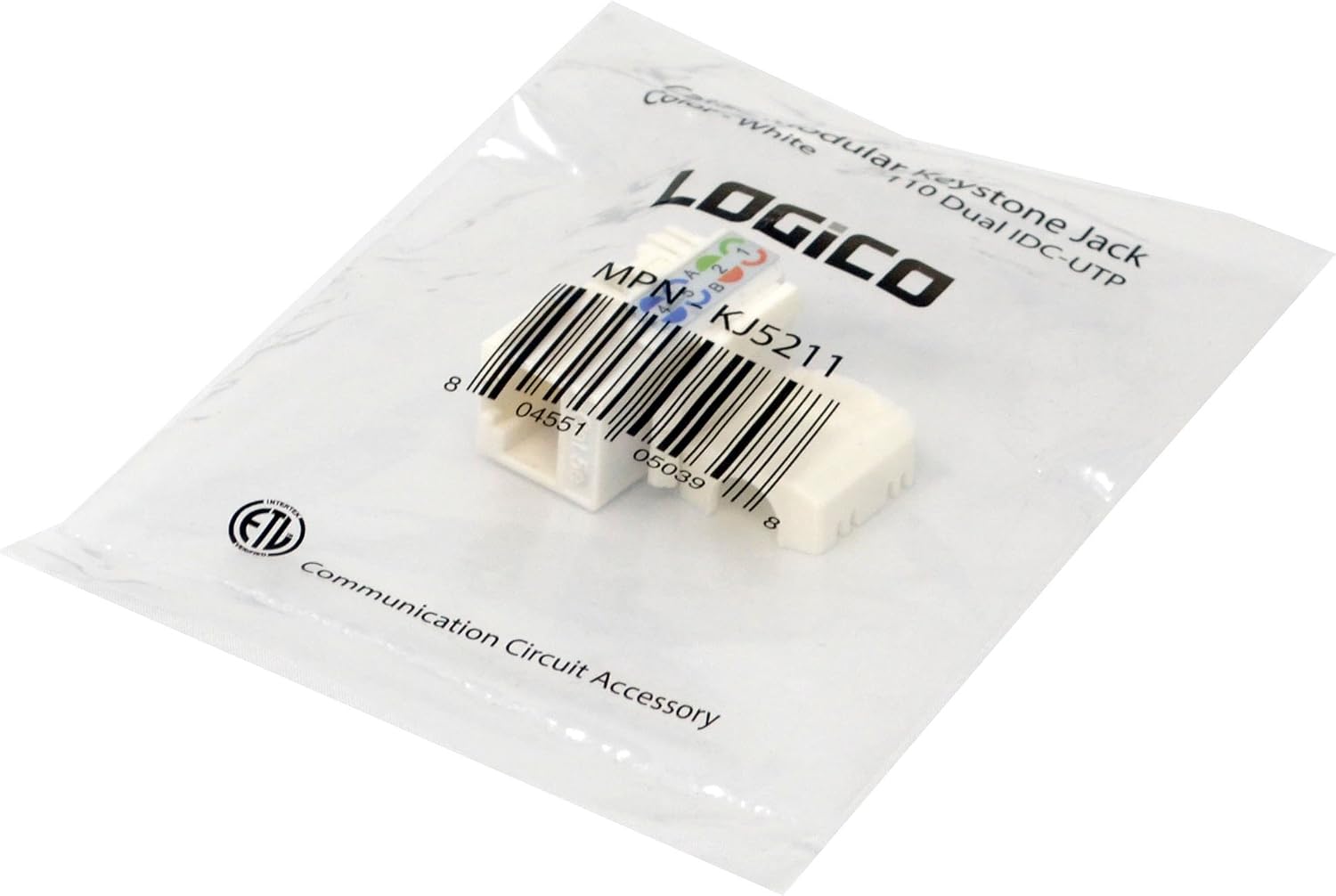 LOGICO Best 100 Pack Cat5e Keystone Ethernet Network Jack Punch Down 45 Degree White 110 8P8C RJ45