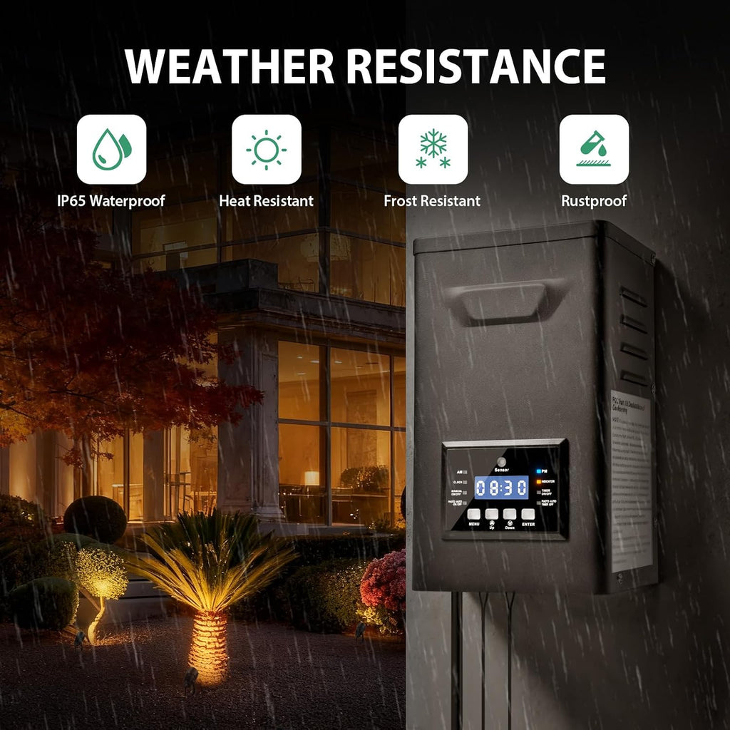 12W Low Voltage Landscape Lighting Kit, 3000K LED Landscape Lights with 200W Transformer, 100FT 16/2 Wire and Connectors, Waterproof Outdoor Spotlights for Yard, Garden, Pathway, 12V-24V AC/DC, 12Pack