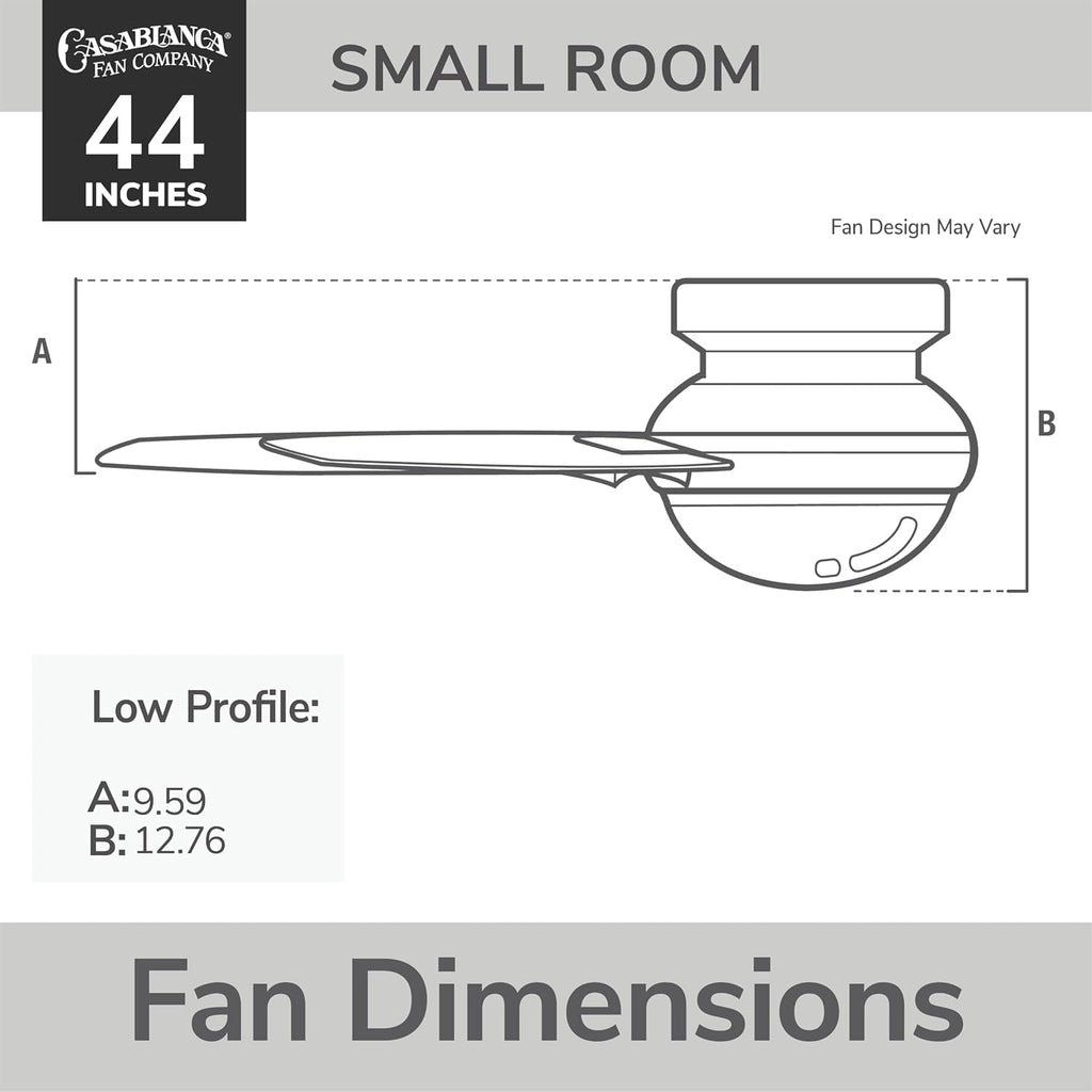 Casablanca 44 inch Indoor Ceiling Fan with LED Light - Low Profile Flush Mount Ceiling Fan for Bedroom, Living Room, or Kitchen, Wall Control, 5 Blades, Includes Bulb - Isotope 51742, Matte Nickel