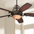 Casa Vieja 56' Casa Esperanza Vintage Antique Indoor Ceiling Fan 5 Blade LED Light Remote Control Bronze Gold Motor Brown Teak Finish Blades Bedroom Living Room Kitchen Includes 36' Downrod