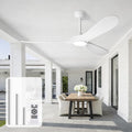 heimo 52 Inch White Ceiling Fan with Light and Remote, Wood Outdoor Ceiling Fans with Lights Dimmable for Bedroom Living Room Patios Kitchen Modern 3 Blade Propeller Indoor Fan