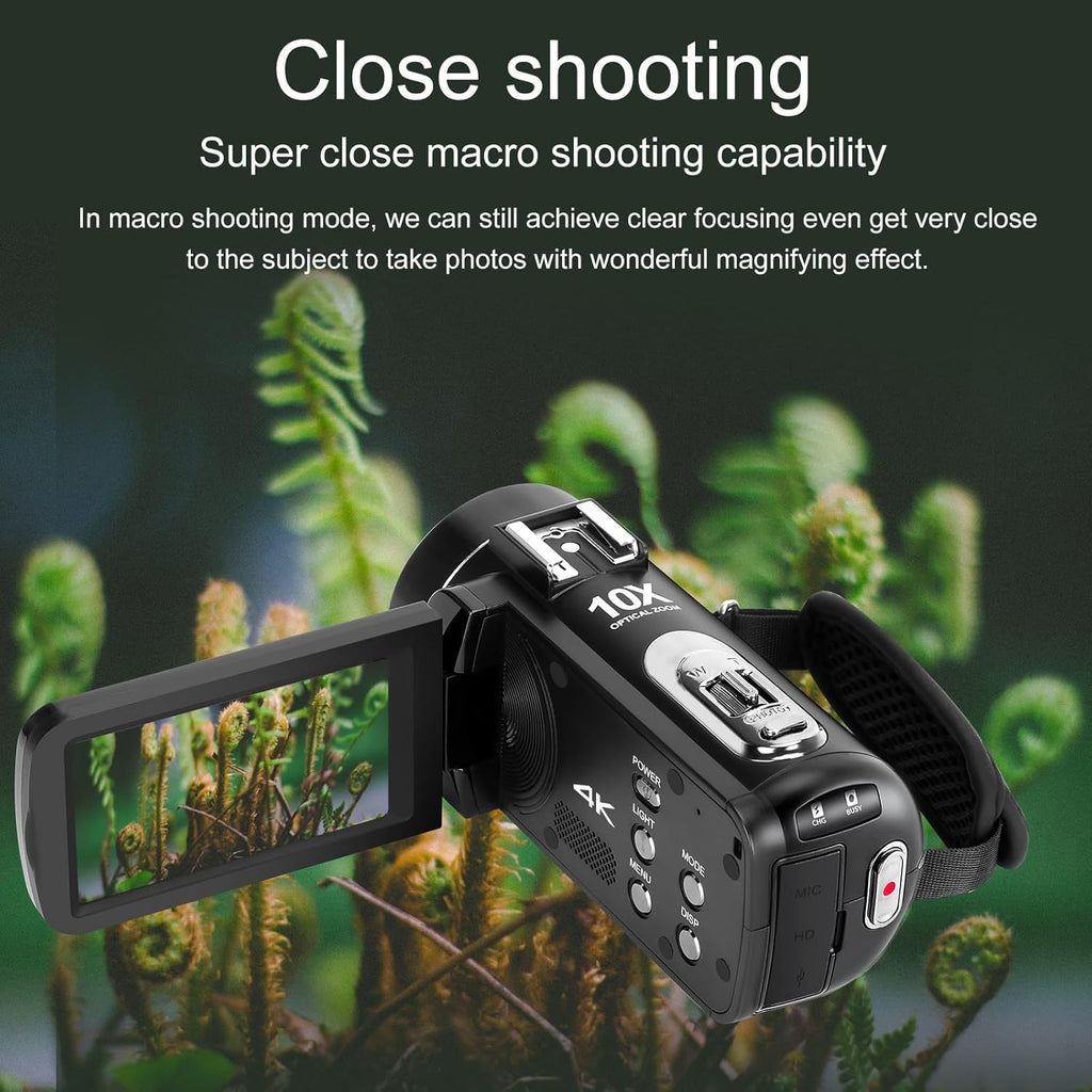 ORDRO 4K Video Camera Camcorder 10X Optical Zoom 30MP 24FPS Vlogging Camera 3.0' IPS Touch Screen Digital Camera with 32G Memory Card