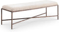 Meridian Furniture 22066Beige Valley Collection Modern | Contemporary Bench with Soft Beige Chenille Fabric, Brushed Bronze Forged Iron Metal Legs and Frame, 54' W x 18' D x 18' H, Beige