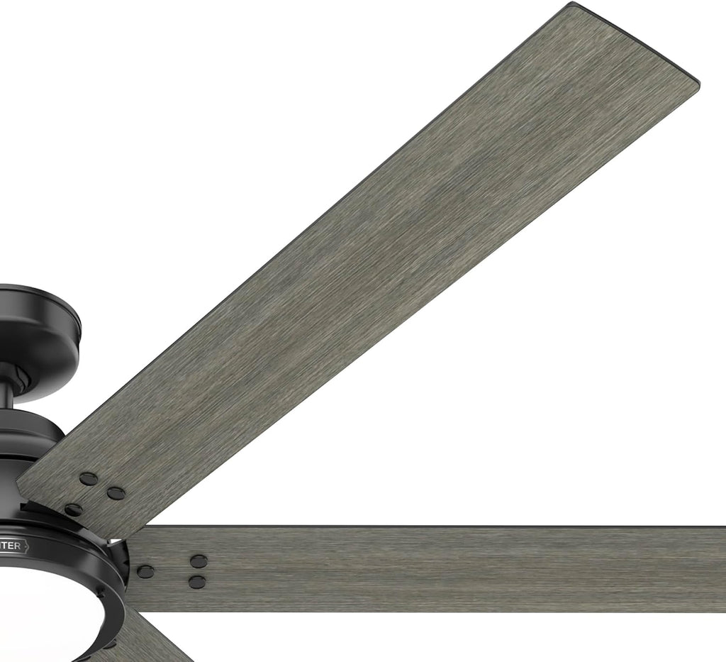 Hunter Fan 72 Inch Matte Black Ceiling Fan with Lights and Remote Control, Indoor Ceiling Fan for Living Room, Bedroom, Farmhouse, Kitchen (Renewed)