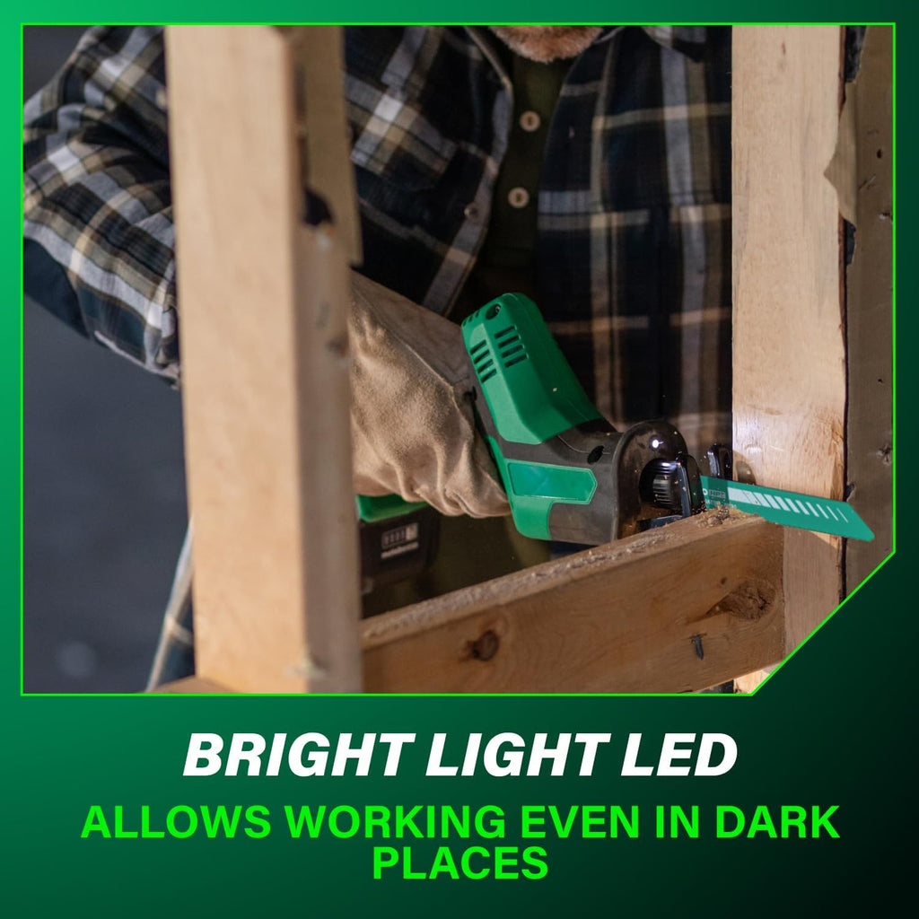 Metabo HPT 18V Cordless One-Handed Reciprocating Saw, Lightweight Design, Compact Saw Size, High-Speed 3,200 Strokes Per Minute, Versatile Blade Compatibility, LED Light, CR18DAQ4