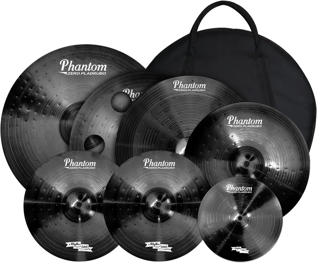 Titanium Color Cymbals Set – 7-Piece Drum Cymbal Pack for Acoustic Kits – Red/Blue/Black – Lightweight, Durable & Stage-Ready – Direct from Manufacturer (Black)