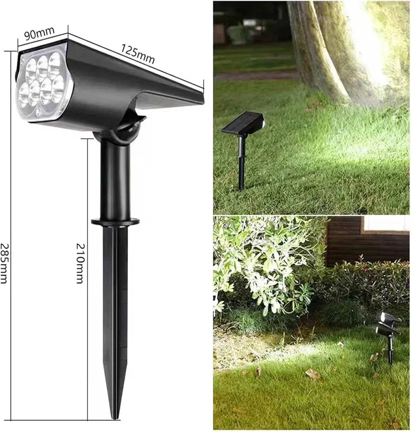 1Pcs Solar Powered 7LED Lamp Adjustable Solar Spotlight In-Ground IP65 Waterproof Landscape Wall Light Outdoor Lighting(White-1)