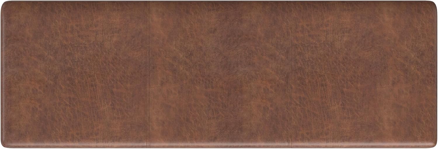 SIMPLIHOME Avalon Extra Large Storage Ottoman Bench - 54 inch Wide Upholstered Vegan Leather Rectangular Lift-Top Ottoman in Distressed Saddle Brown, Contemporary Bench for Living Room with Storage