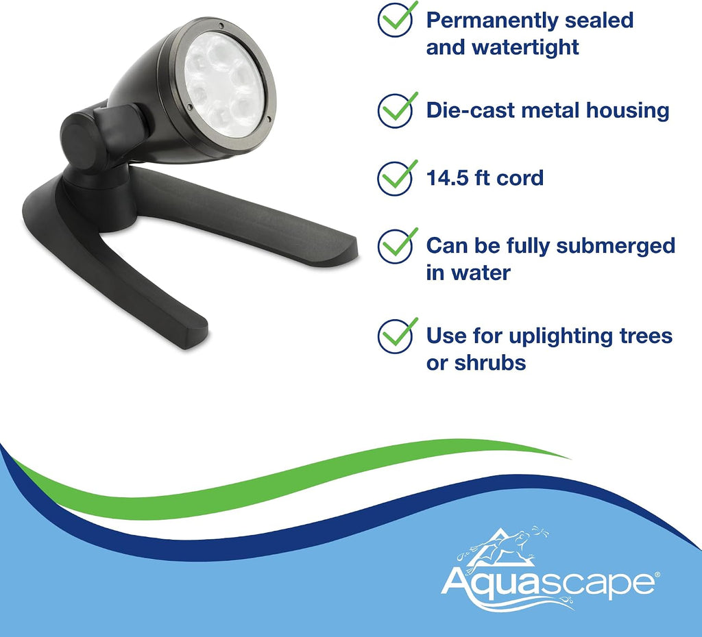 Aquascape LED Pond Garden Landscape Spotlight 6 Watt | Submersible | 12 Volt | 5 Year Limited Warranty