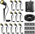All-in-One Low Voltage Landscape Lighting Kit, 6W 3000K Outdoor LED Landscape Spotlights with 65W Transformer, 100FT 16/2 Wire & Connectors, Perfect for Yard, Garden, Deck, 12V-24V AC/DC, 12Pack