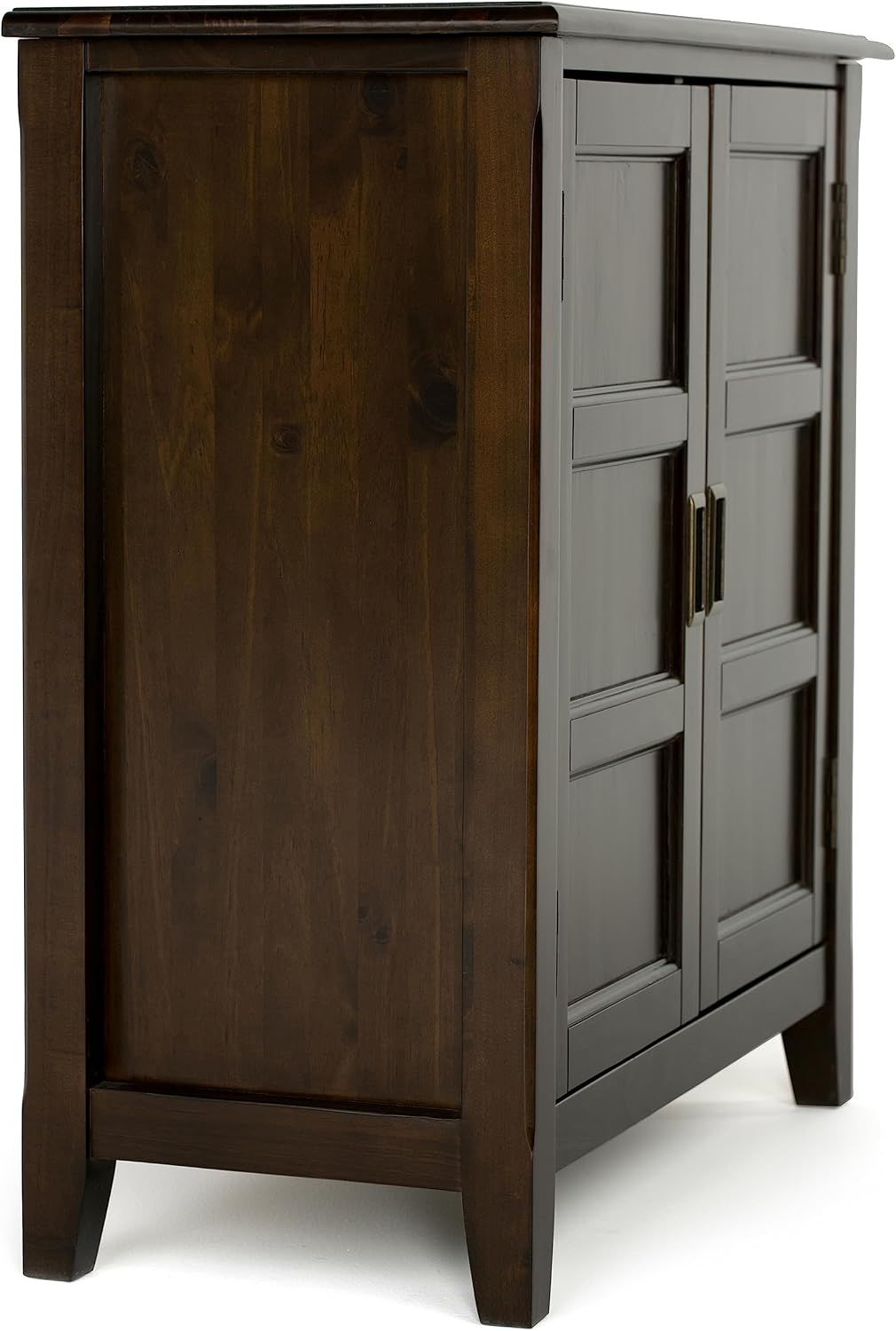 SIMPLIHOME Burlington Storage Cabinet - 30 inch Wide Solid Wood 2 Door Low Storage Unit in Mahogany Brown, Transitional Accent Cabinet for Living Room or Entryway with Adjustable Shelves