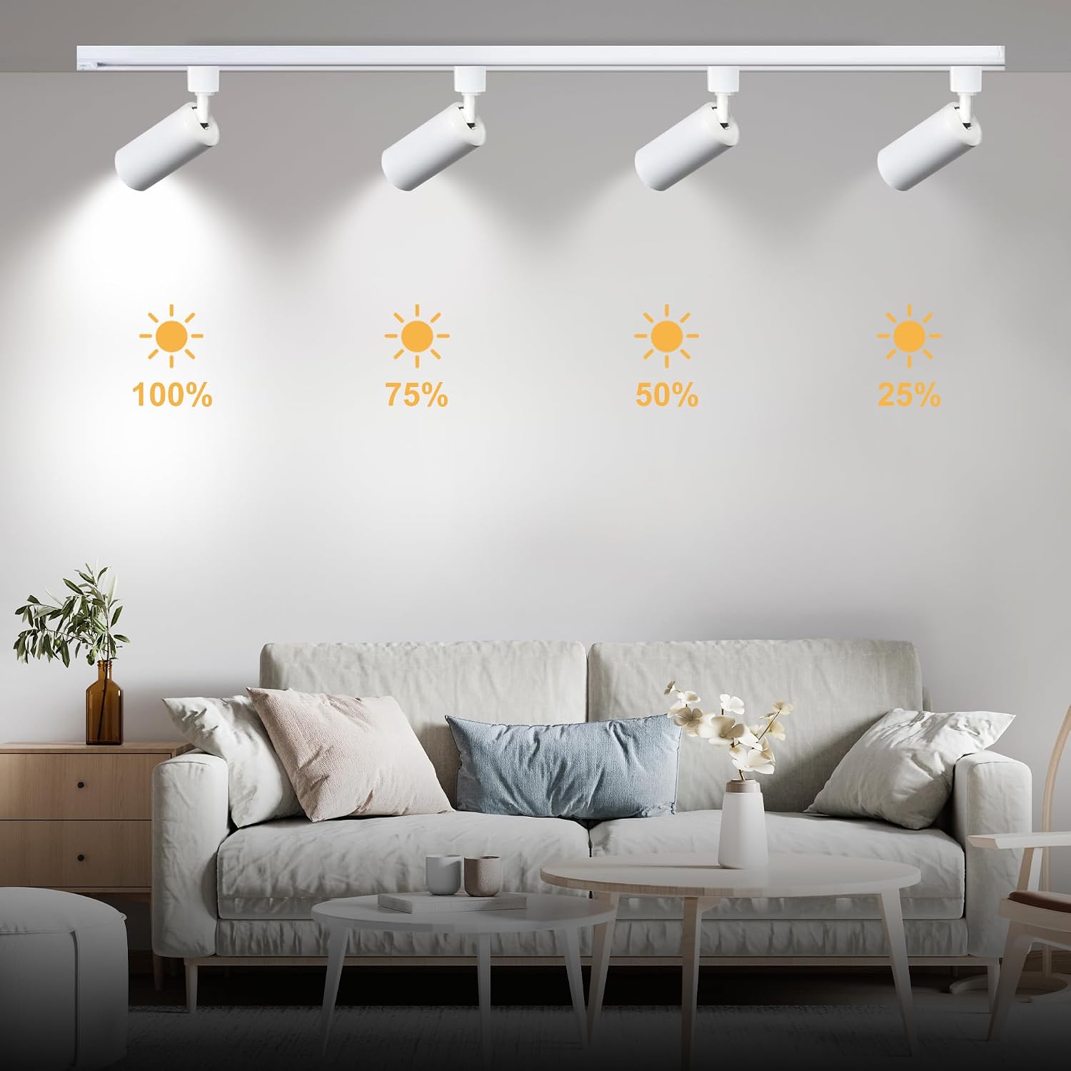 GU10 Track Lighting Fixtures, White Plug in 3CCT Complete Kit with 6 * 3.28FT H Track Rails and 24 Track Light Heads, 120V Brightness Dimmable Ceiling Spotlight Fixture for Accent Lighting