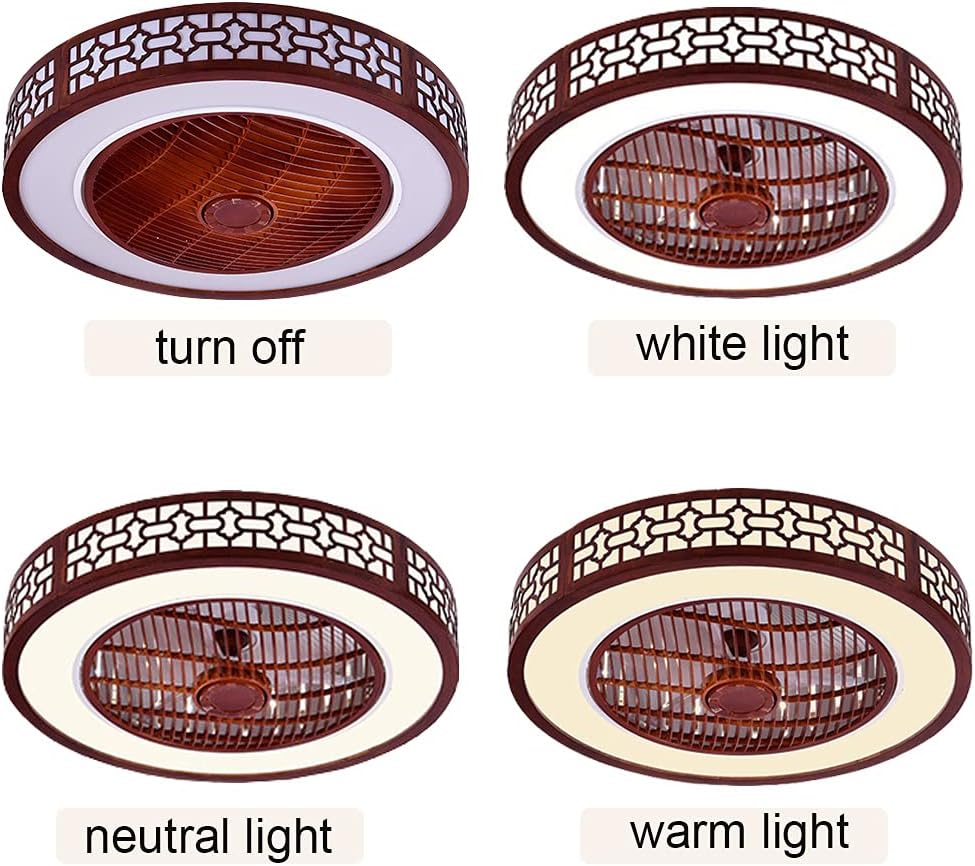 22 Inch Ceiling Fan with Light and Remote Control,Modern LED Semi Flush Mount Light Fandelier,Wood Design,Acrylic Blades,3 Colors 3 Speeds,64W,Enclosed Fan,Quite Motor