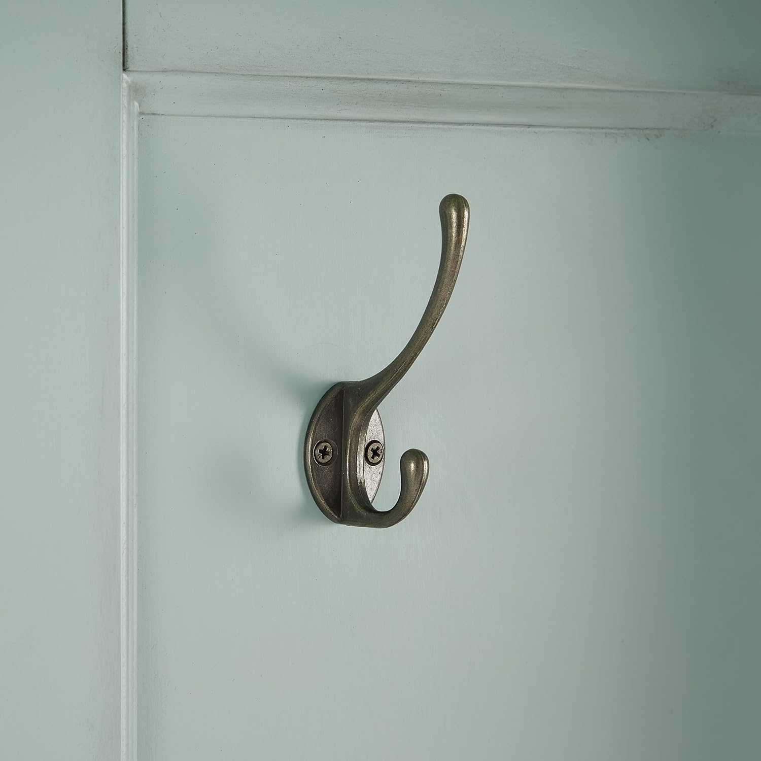 Crosley Furniture Holbrook Hall Tree with Shoe Rack Bench and Coat Hooks for Hanging Storage, Distressed Seafoam Blue