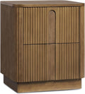 Teamson Home 20'' W Modern Storage 2-Drawer Push to Open Nightstand with Solid Wood Frame, Bedside Table Bedroom Furniture with Reeding Pattern in Scandinavian Style, Greige