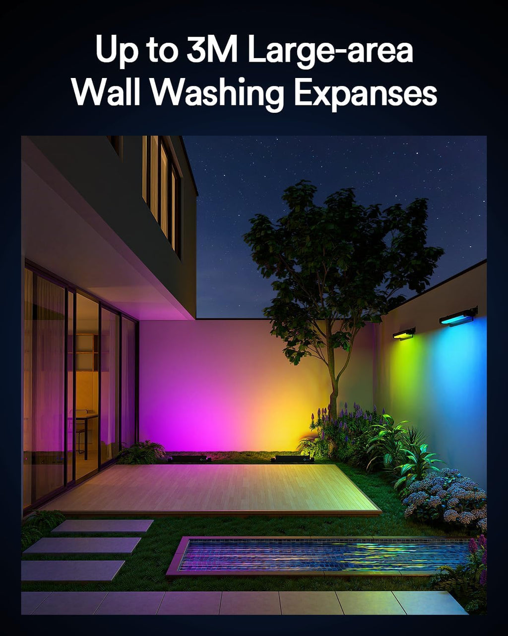 Lumary Smart Outdoor Led Light Bar, RGBAIWW Color Changing Wall Washer Lights, IP65 Backyard Ambient Floodlights Landscape Lighting for Room/Garden/Halloween/Christmas, APP&Voice Control, 4 Pack