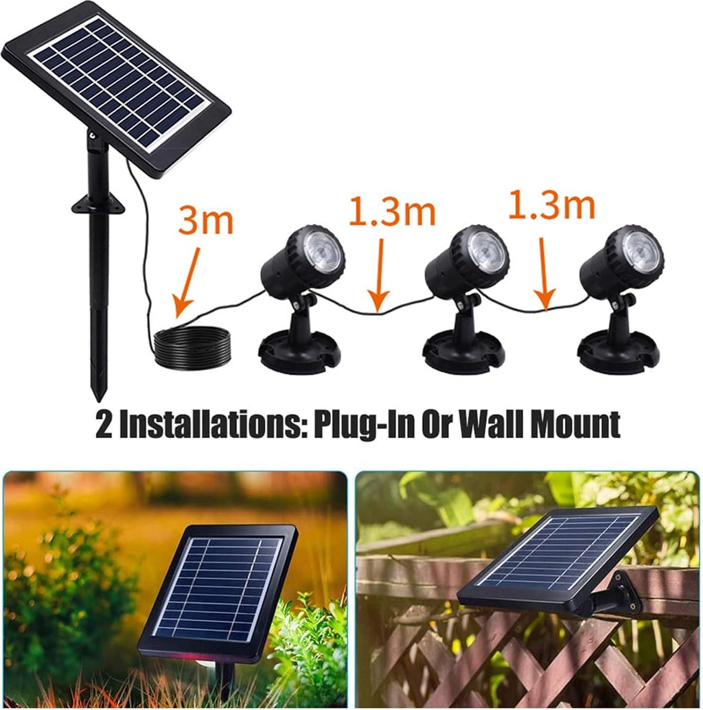 LED Solar Pond Landscape Lamp Outdoor Swimming Pool Underwater Spotlight Lights IP68 Waterproof for Garden Lawn Fountains Decor(3Lamp-White)