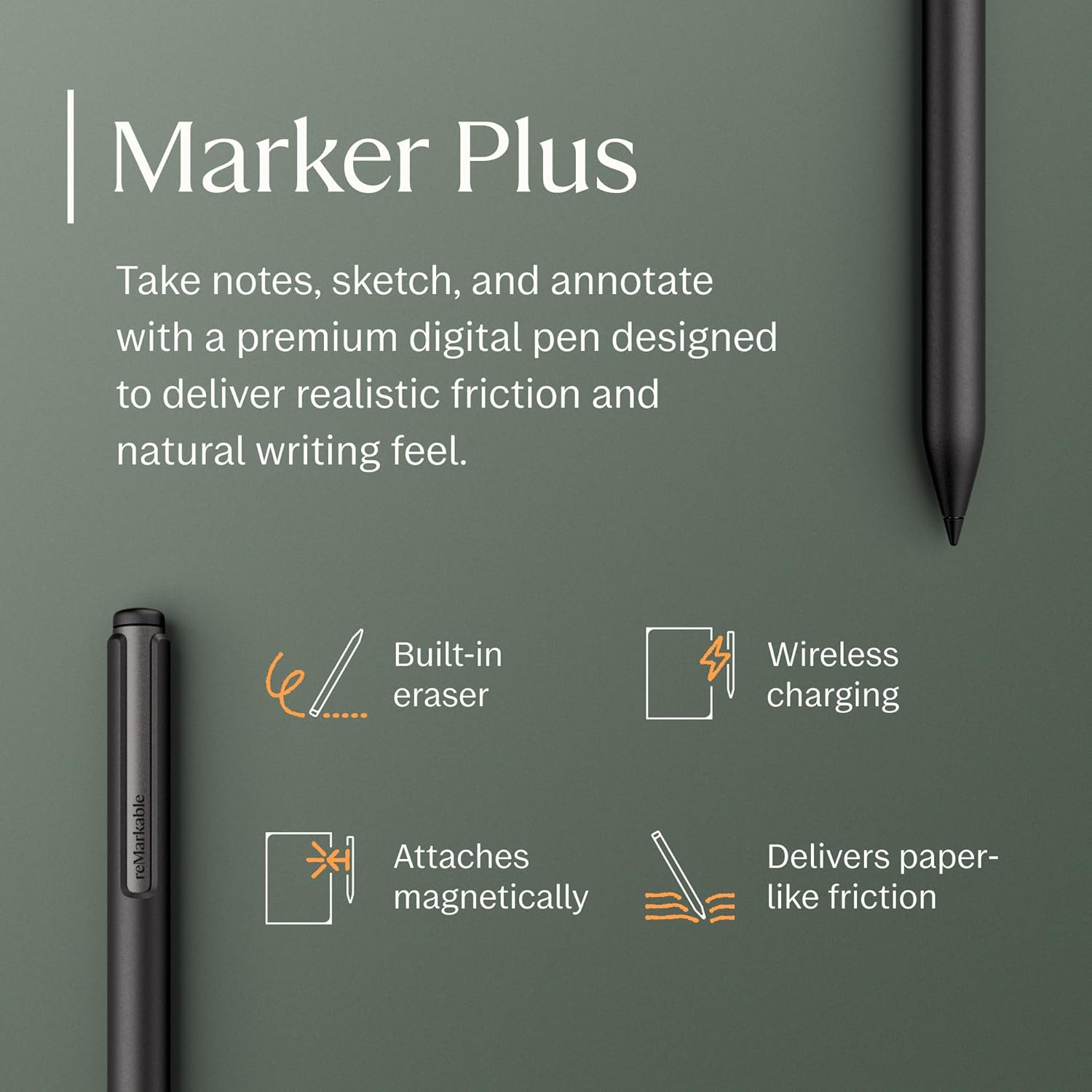 reMarkable Paper Pro Move - Leather Folio Bundle | Ultraportable Color 7.3' Paper Tablet with Marker Plus Pen with Eraser, and a Book Folio Cover in Black Leather