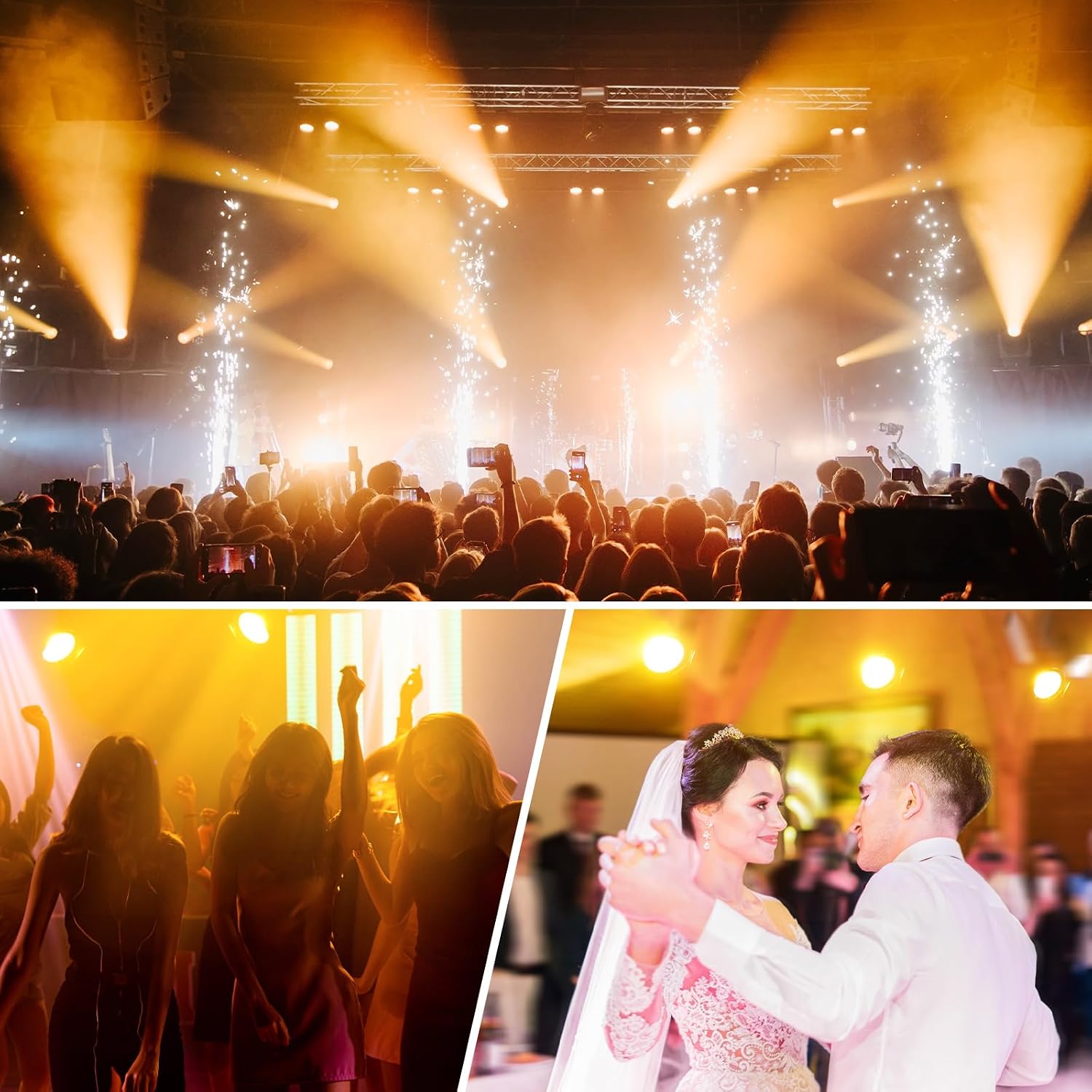 HOLDLAMP Spotlight COB 80W Stage Light Par Lights Party Warm & Cold White Professional DMX Spotlights Portable Strobe Party Light for Church, Concert, Wedding, Theater - 16Packs