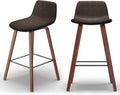 SIMPLIHOME Addy Mid Century Modern 26 Inch Counter Stool (Set of 2) in Distressed Brown Vegan Faux Leather, For the Dining Room and Kitchen
